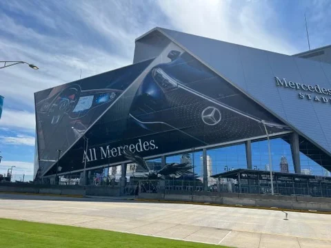 The Mercedes Benz Stadium Building Wrap Marvel